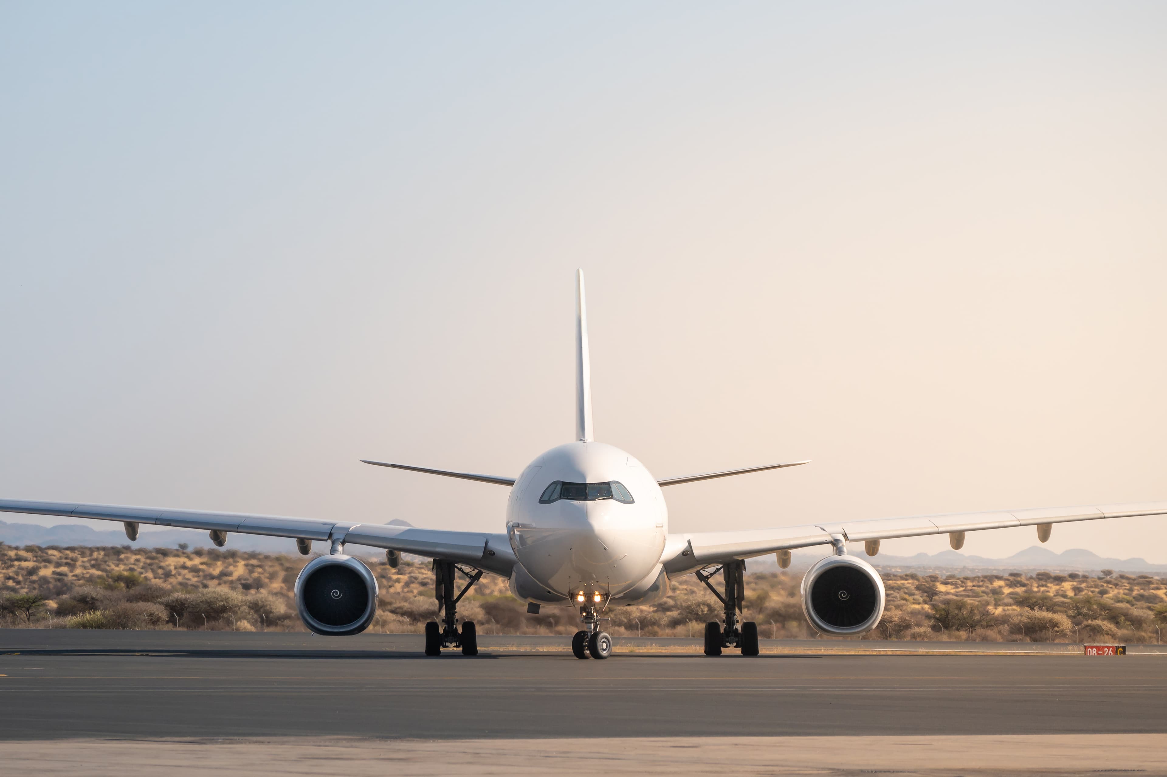 Image of an Airbus A330from the front